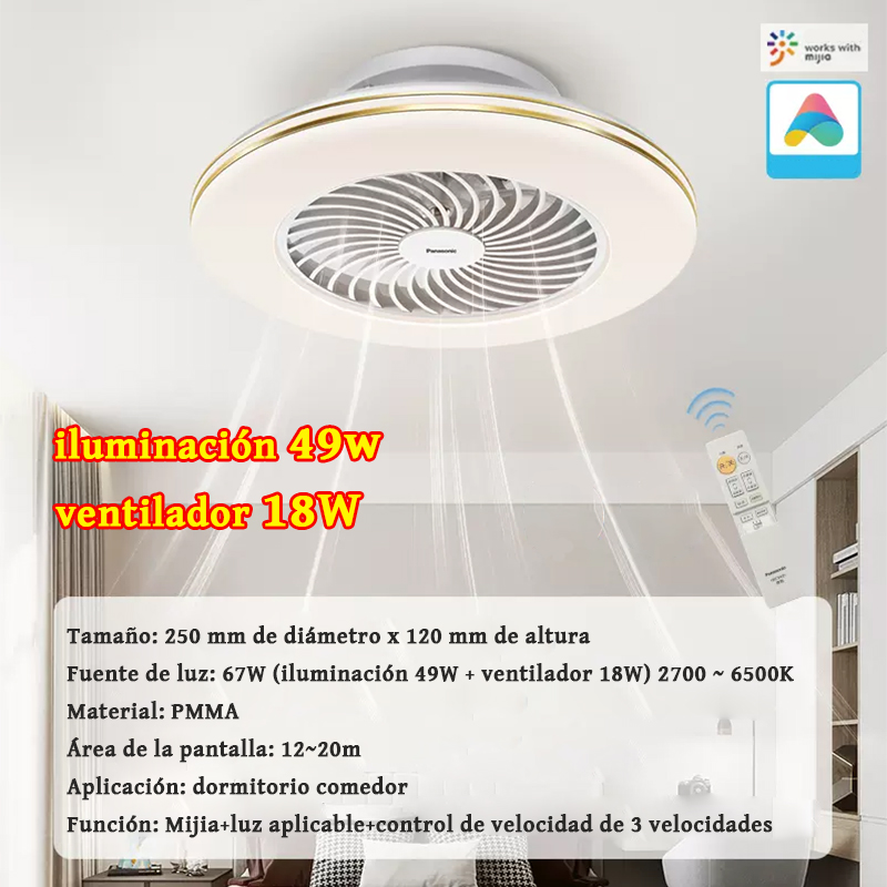 Versión mejorada: ajuste de cuatro niveles, 67 W (luz 49 W + ventilador 18 W) 2700~6500 K